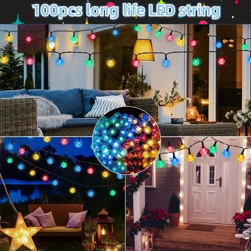 5M/6.5M étanche solaire bulle boule lumière chaîne lumières extérieure boule de cristal chaîne lumiè