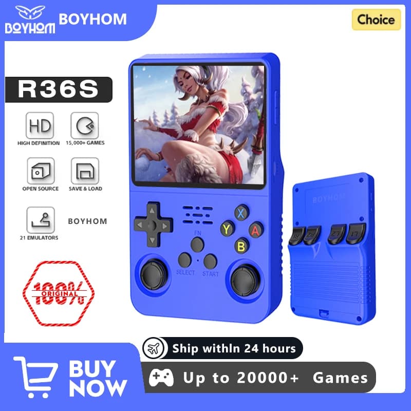 BOYHOM R36S Rétro Console De Jeu Vidéo Portable Système Linux 3.5 Pouces IPS Écran Lecteur Vidéo De 