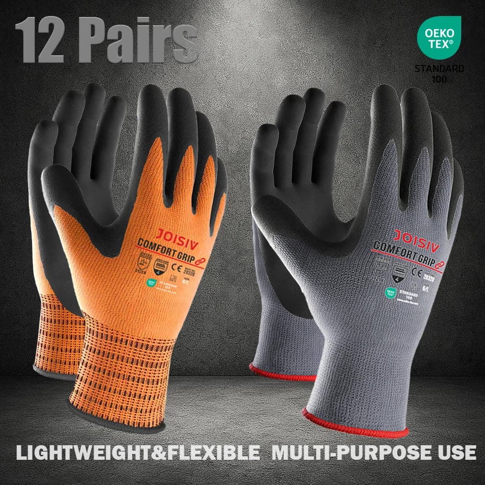 12 paires de gants de travail robustes enduits de Nitrile, antidérapants, légers, durables, respiran