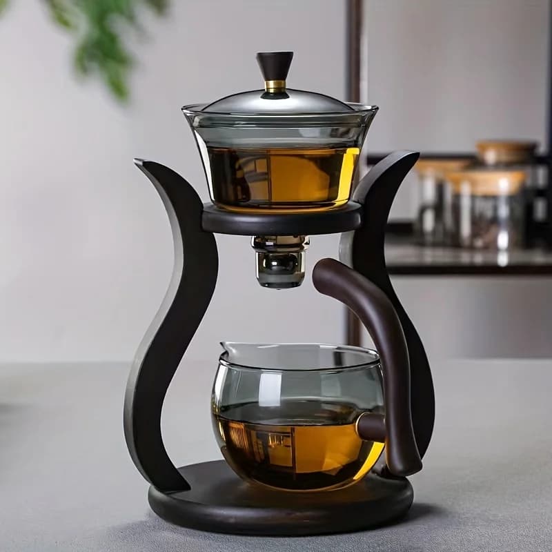 Paresseux Kung Fu service à thé en verre semi-automatique goutte à goutte avec infuseur ensemble de 
