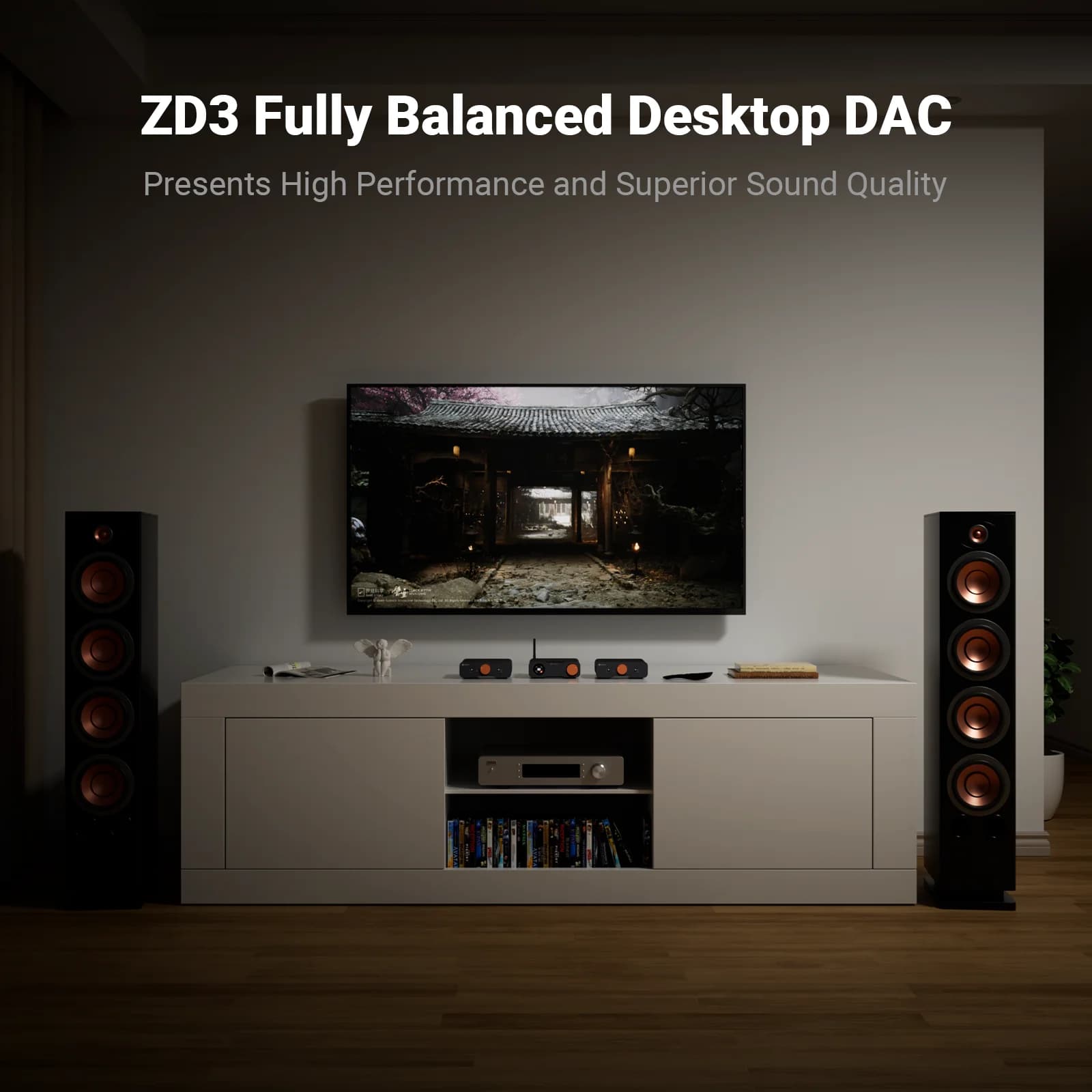 Fosi Audio ZD3 Bluetooth USB DAC de bureau avec entrée ARC, décodeur numérique entièrement équilibré