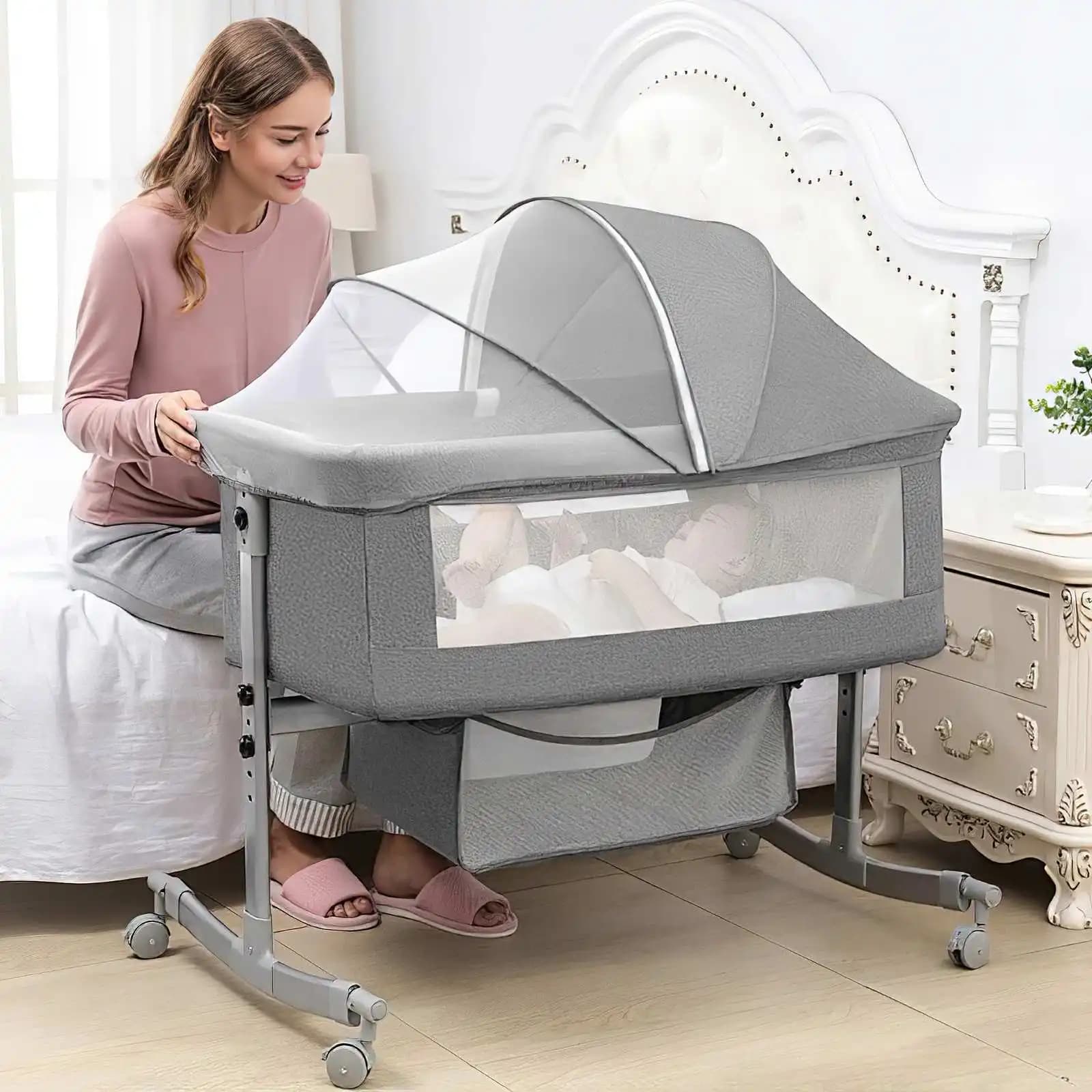 Berceau bébé 3 en 1, lit de chevet, parc bébé 0-3 ans, multifonction, pliable et relevable, avec mou