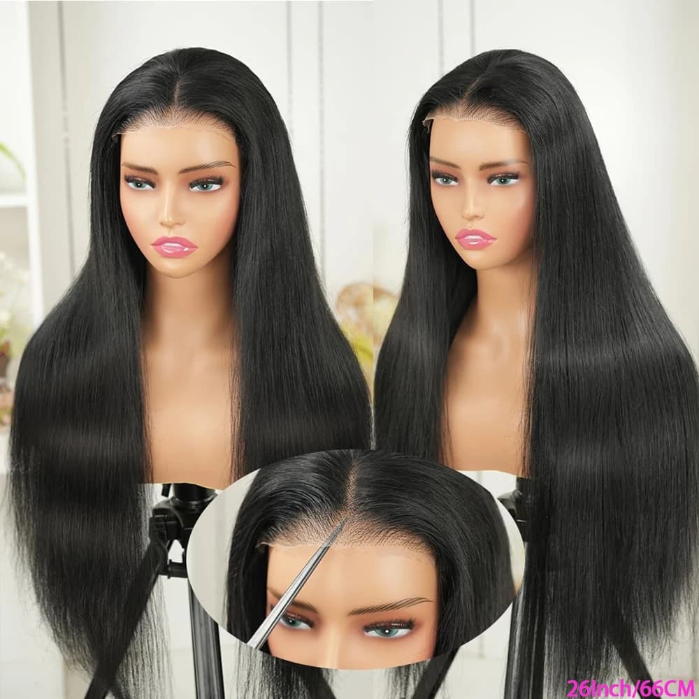 Perruques de cheveux humains lisses de 40 et 42 pouces, perruques frontales en dentelle HD 13x4 et 1