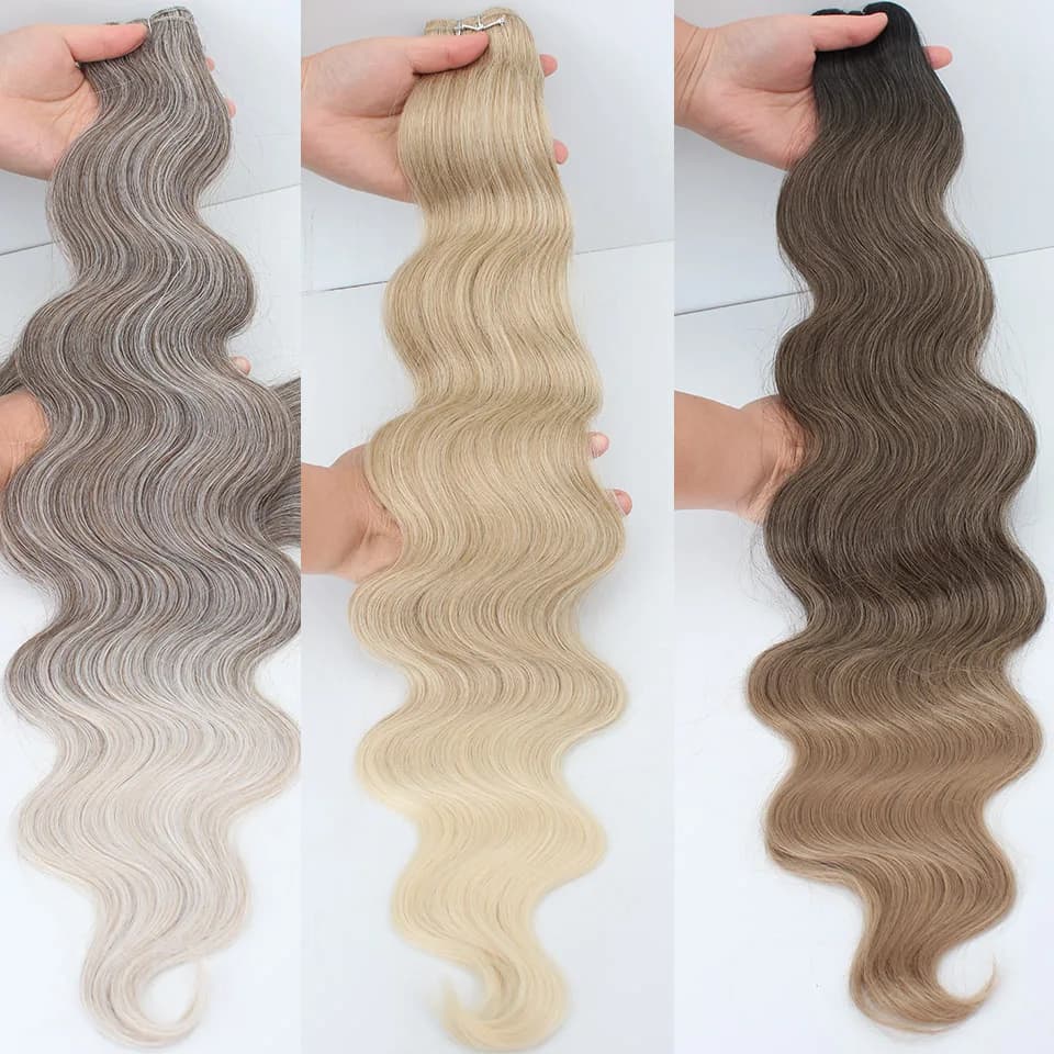 Mèches synthétiques Body Wave colorées 613, Extensions capillaires naturelles blondes Piano, queue d