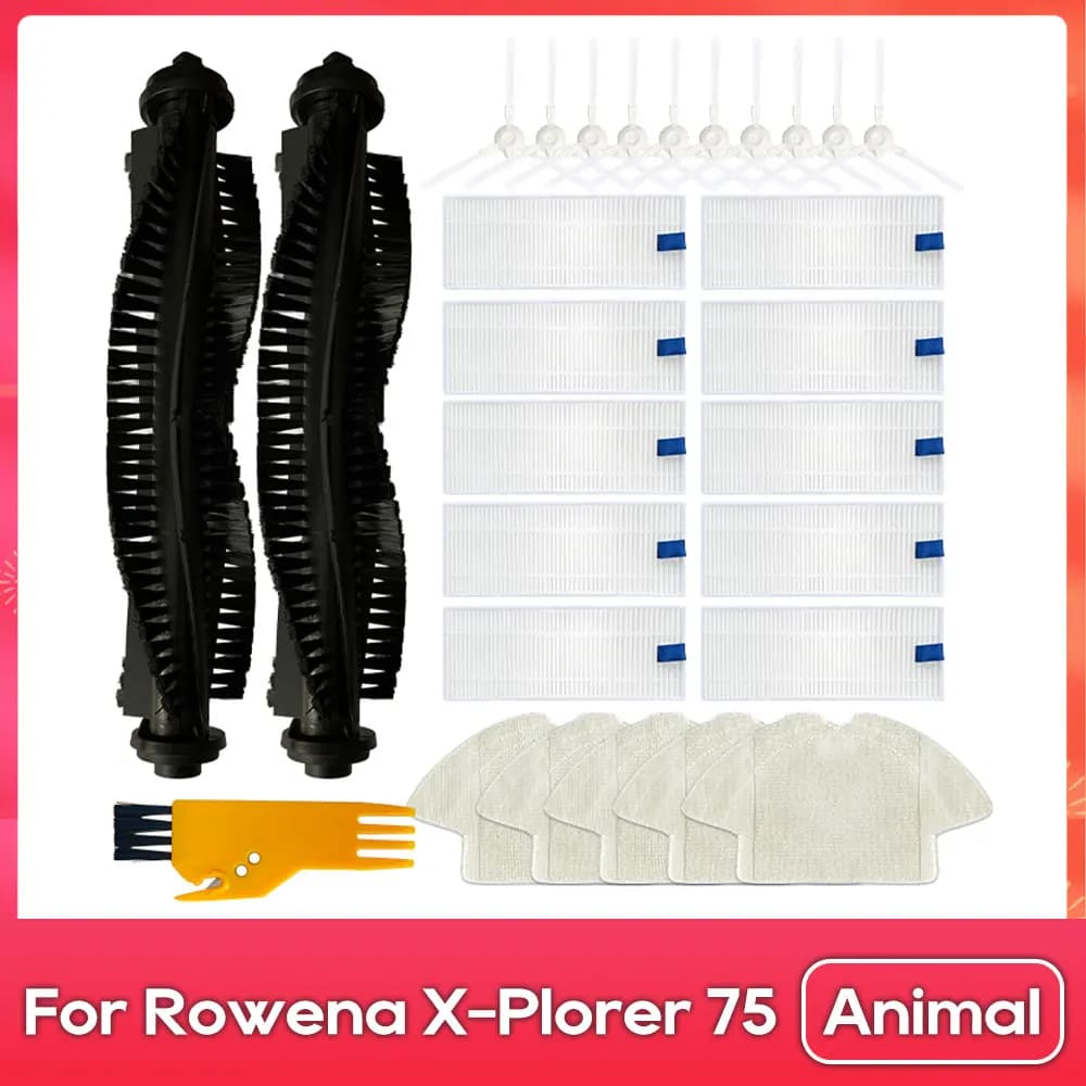 Compatible avec ( 360 S6 / Tefal Rowenta X-plorer Serie 75 Animal ) Brosse principale, brosse latéra
