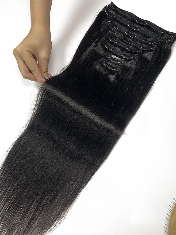 Clip droit dans l'extension de cheveux cheveux humains 120 g/ensemble pince droite dans l'extension 