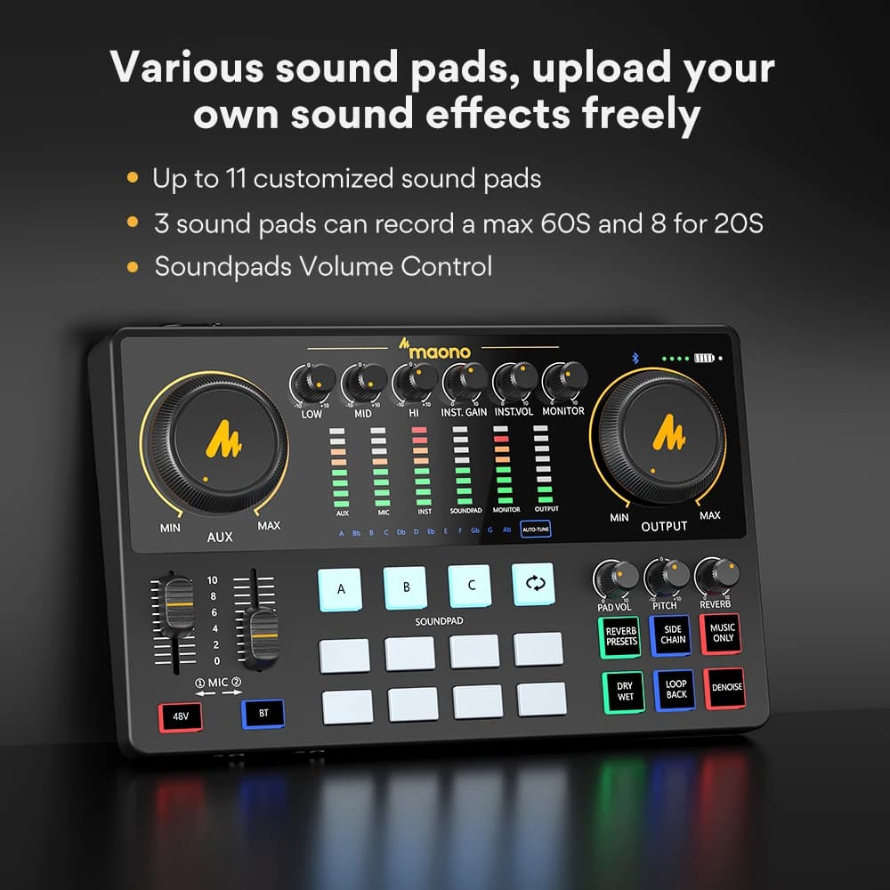 Carte son Maonocaster AME2, interface audio Maonocaster, équipement de podcast, mixeur tout-en-un po
