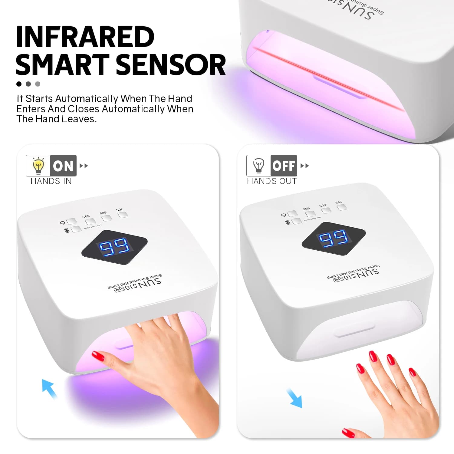 Lampe à ongles UV LED 168W, sèche-ongles Rechargeable avec grand écran LCD, lampe professionnelle à 