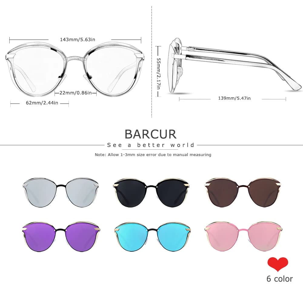 Lunettes de soleil polarisées de luxe BARCUR femmes lunettes de soleil rondes lunettes de soleil fem