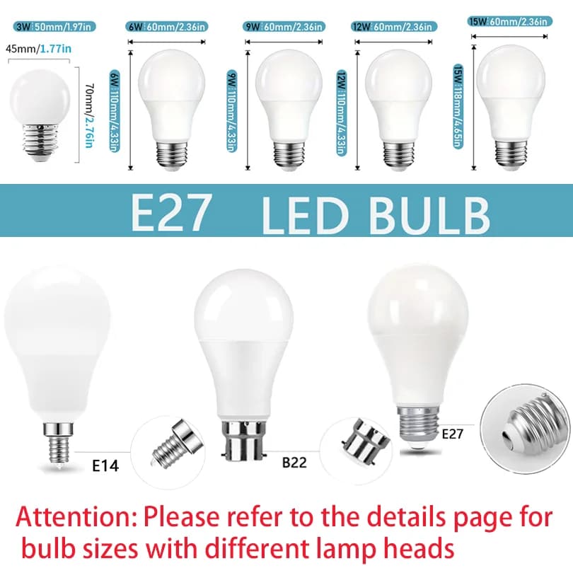 10 pièces 110V LED ampoule lampes E26 E27 E14 120V 3W 6W 9W 12W 15W 18W 20W Lampada Bombilla Table l