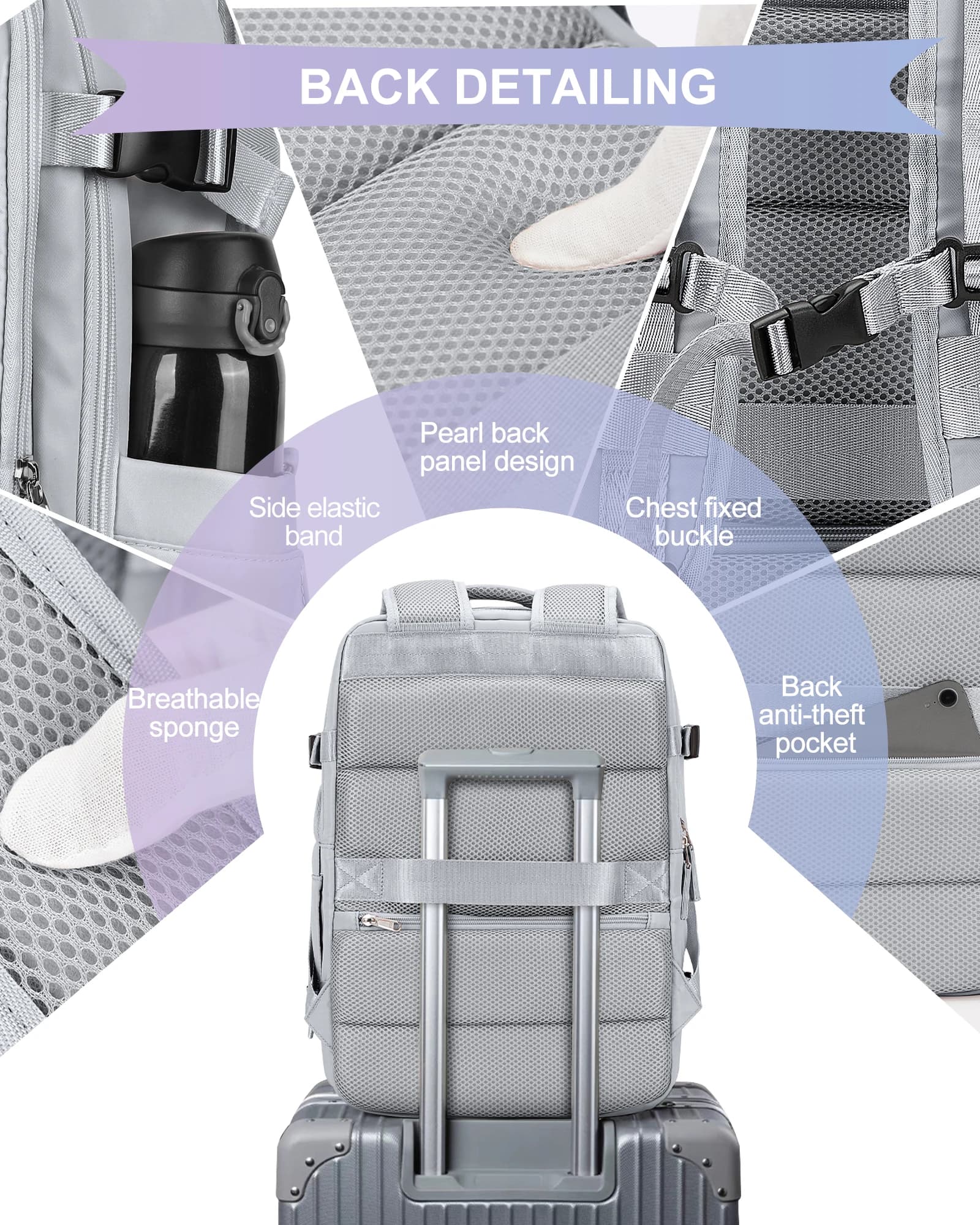Sac à dos en nylon, sac à dos de voyage d'affaires avec port USB pour femmes et hommes, sac à dos an