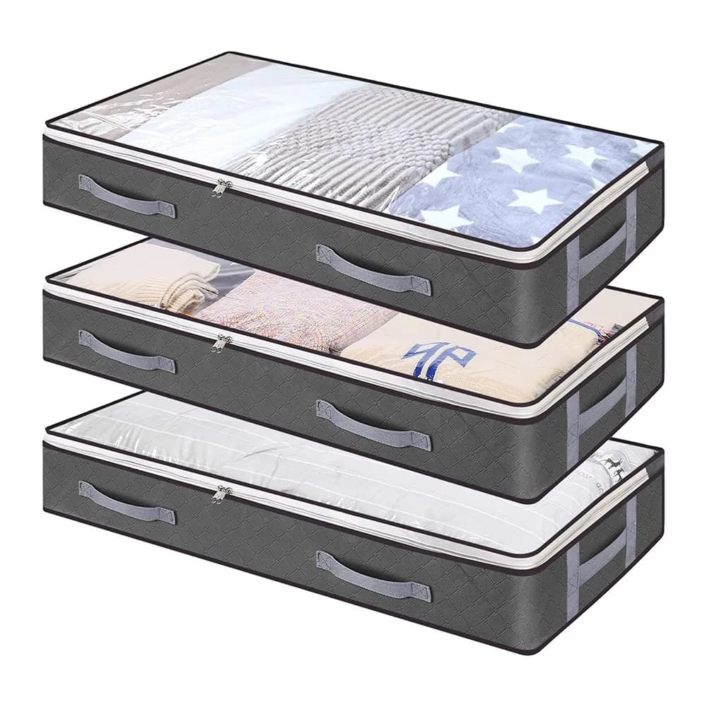 Conteneurs de rangement pliables sous le lit, avec fenêtre transparente, organisateurs de jouets sou