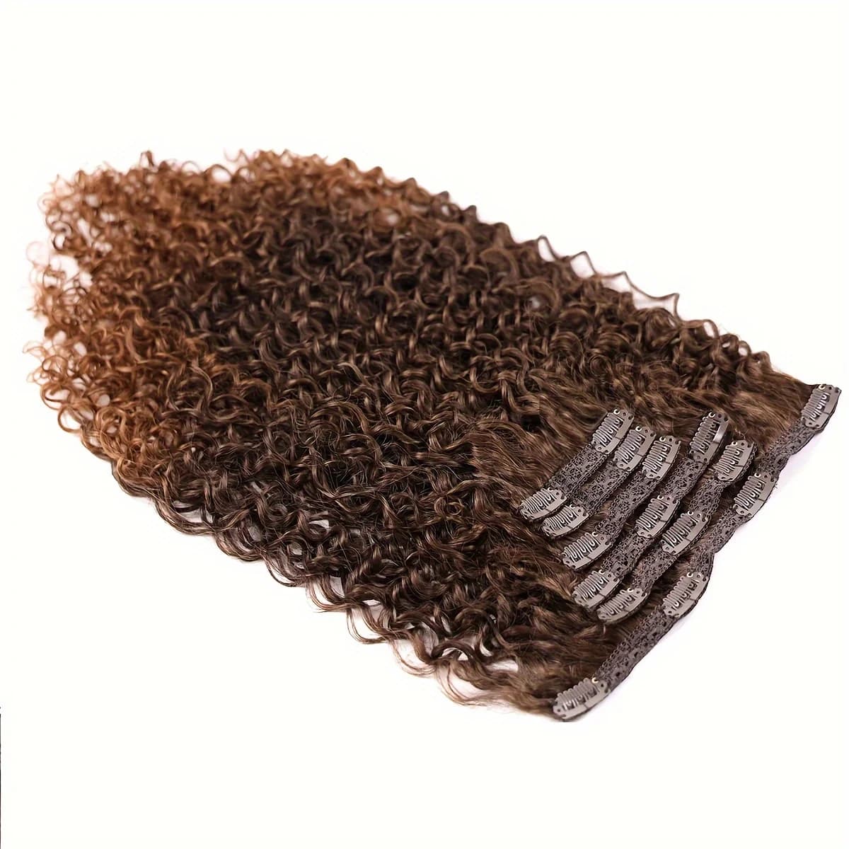 Extensions capillaires synthétiques crépues bouclées à 16 clips, fausses pièces à tête complète, noi