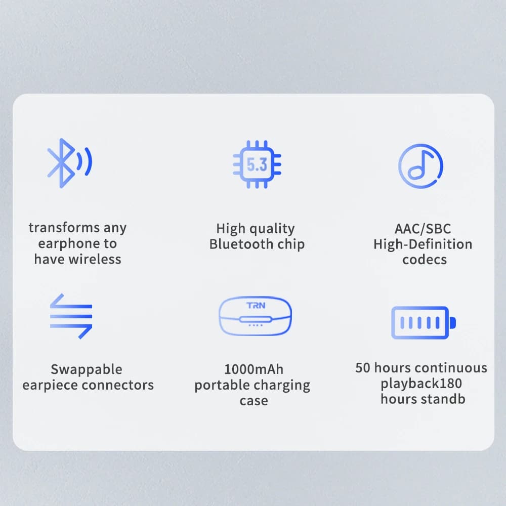 TRN BT20 Pro True Wireless Bluetooth 5.3 Module d'écouteurs HiFi écouteur câble de mise à niveau/con