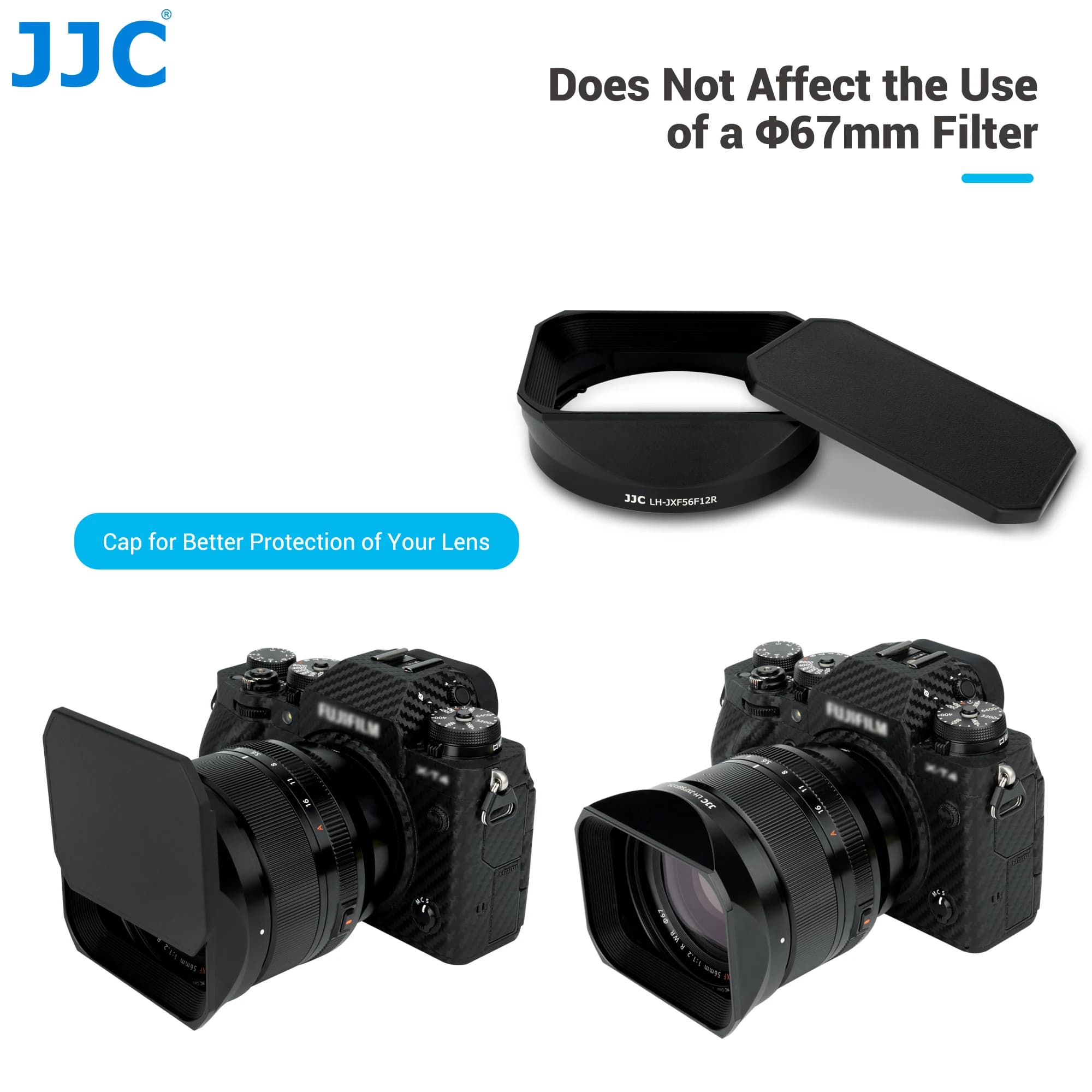 JJC – pare-soleil carré en métal, 56mm F1.2, Compatible avec Fujifilm XF 56mm f/1.2 R WR, pour Fujif
