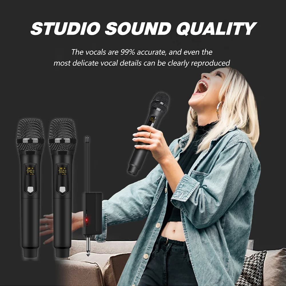 Système de microphone sans fil UHF Debra Audio - 2 micros portatifs rechargeables pour karaoké, scèn