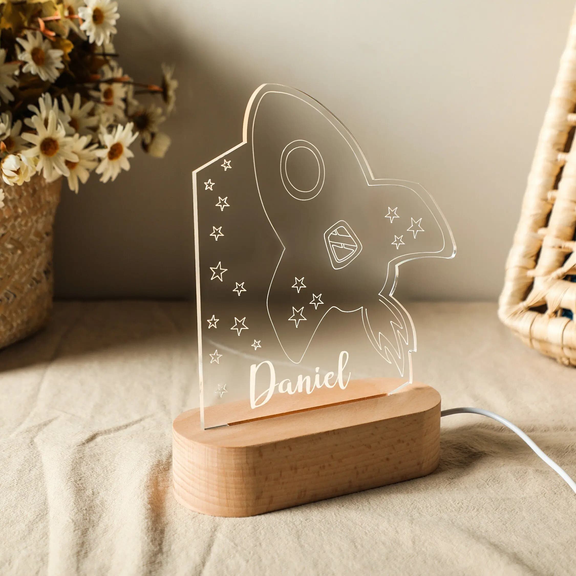 Bébé enfants USB veilleuse personnalisé enfants nom lampe personnalisé pépinière nouveau-né chambre 