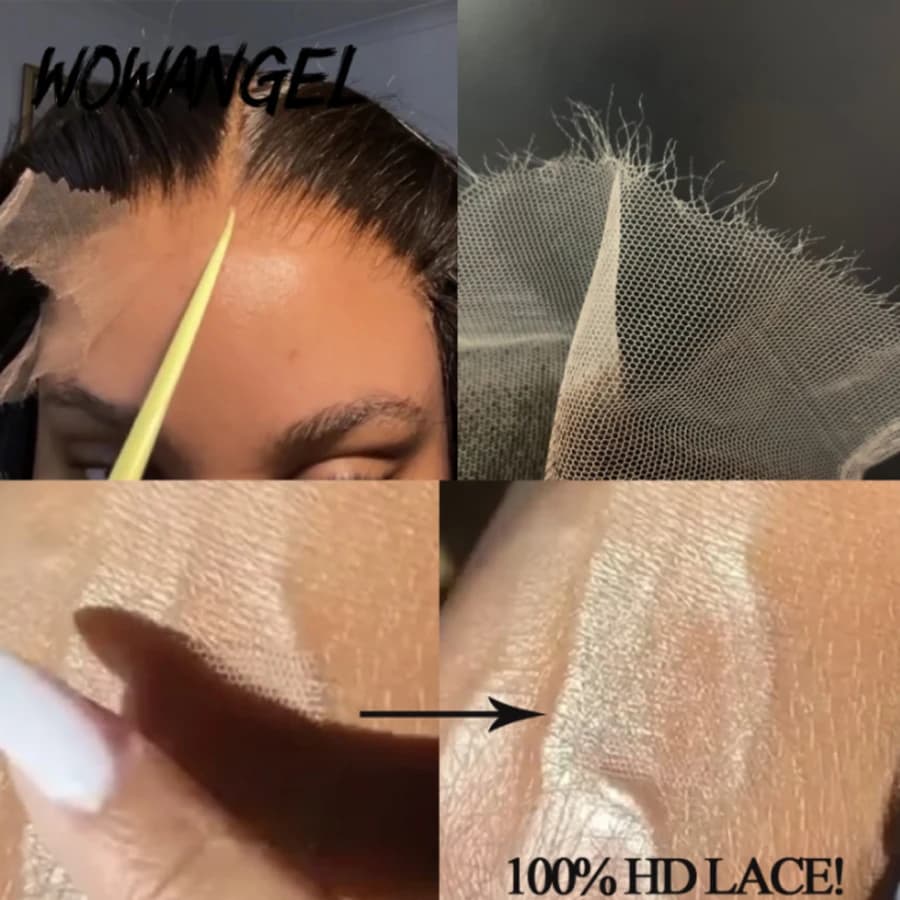 Wow Angel-Perruque de Cheveux Humains Lisses, Fermeture en Dentelle HD, Peaux Fondues, Pre-Plucked, 
