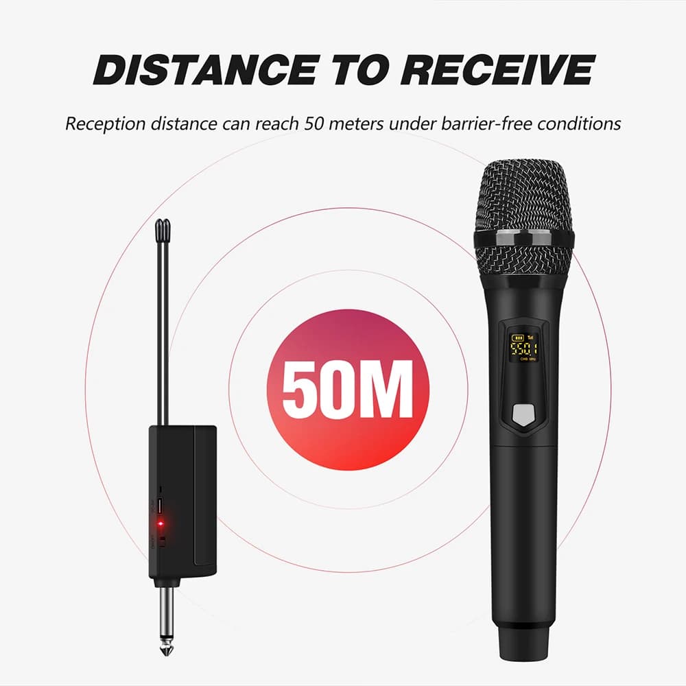 Système de microphone sans fil UHF Debra Audio - 2 micros portatifs rechargeables pour karaoké, scèn