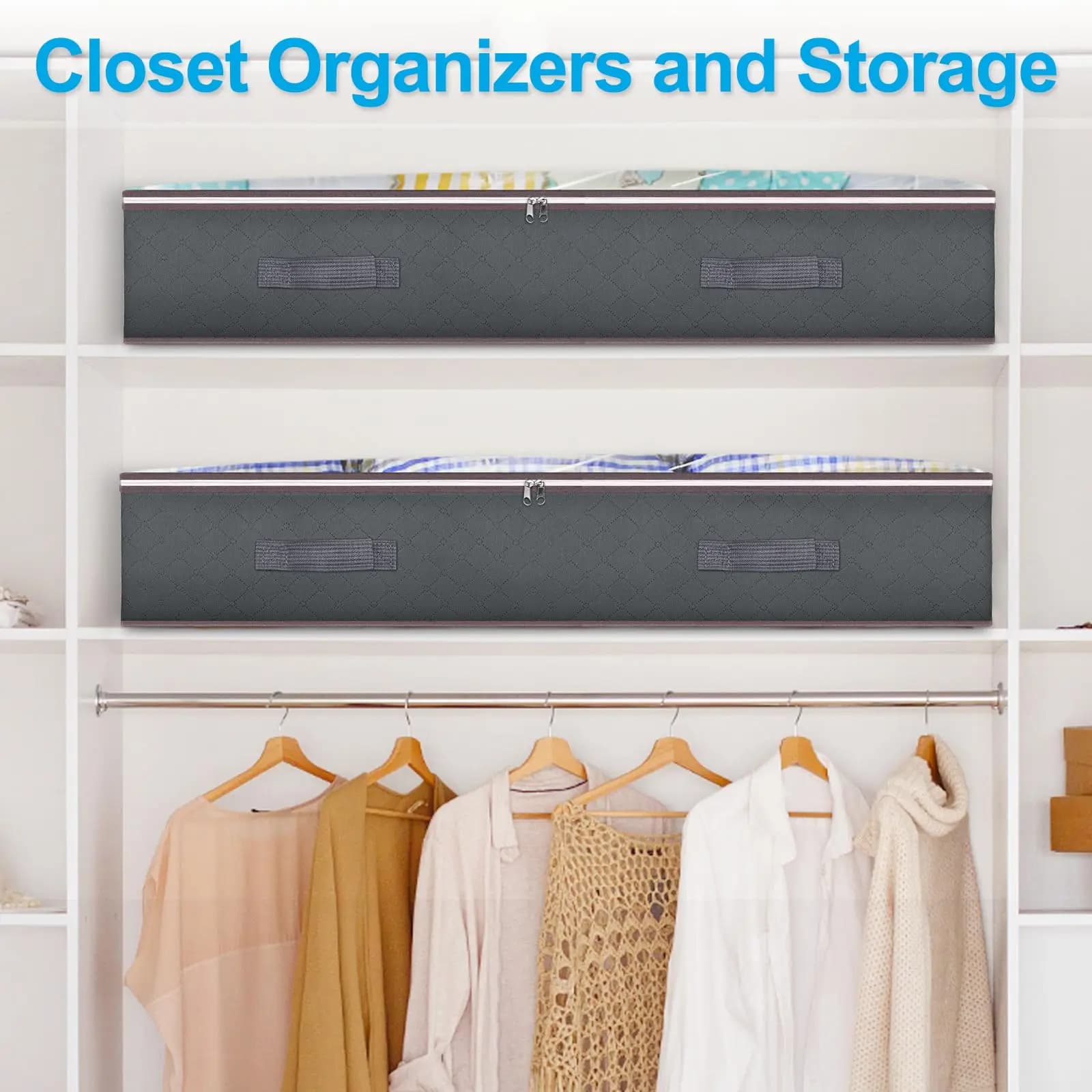 Conteneurs de rangement pliables sous le lit, avec fenêtre transparente, organisateurs de jouets sou