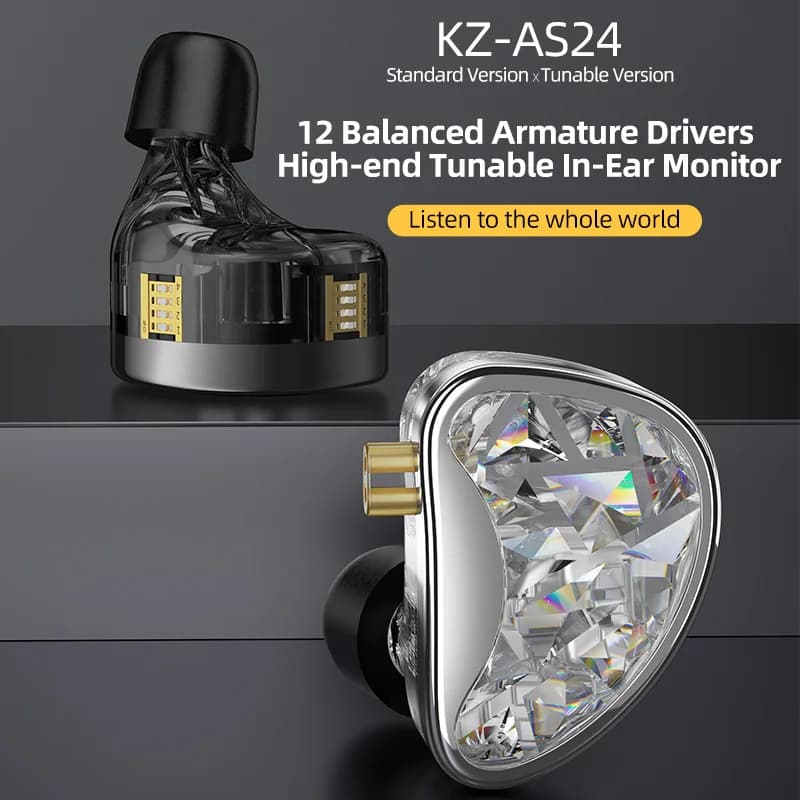 KZ AS24 HiFi écouteur 24 unités BA haut de gamme réglable dans l'oreille armature équilibrée écouteu