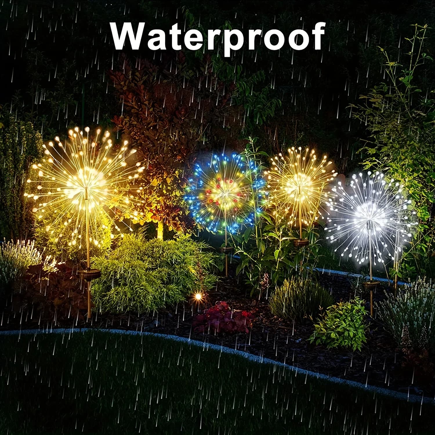1 paquet de feux d'artifice solaires pour l'extérieur, éclairage de vacances, lumières de feu d'arti