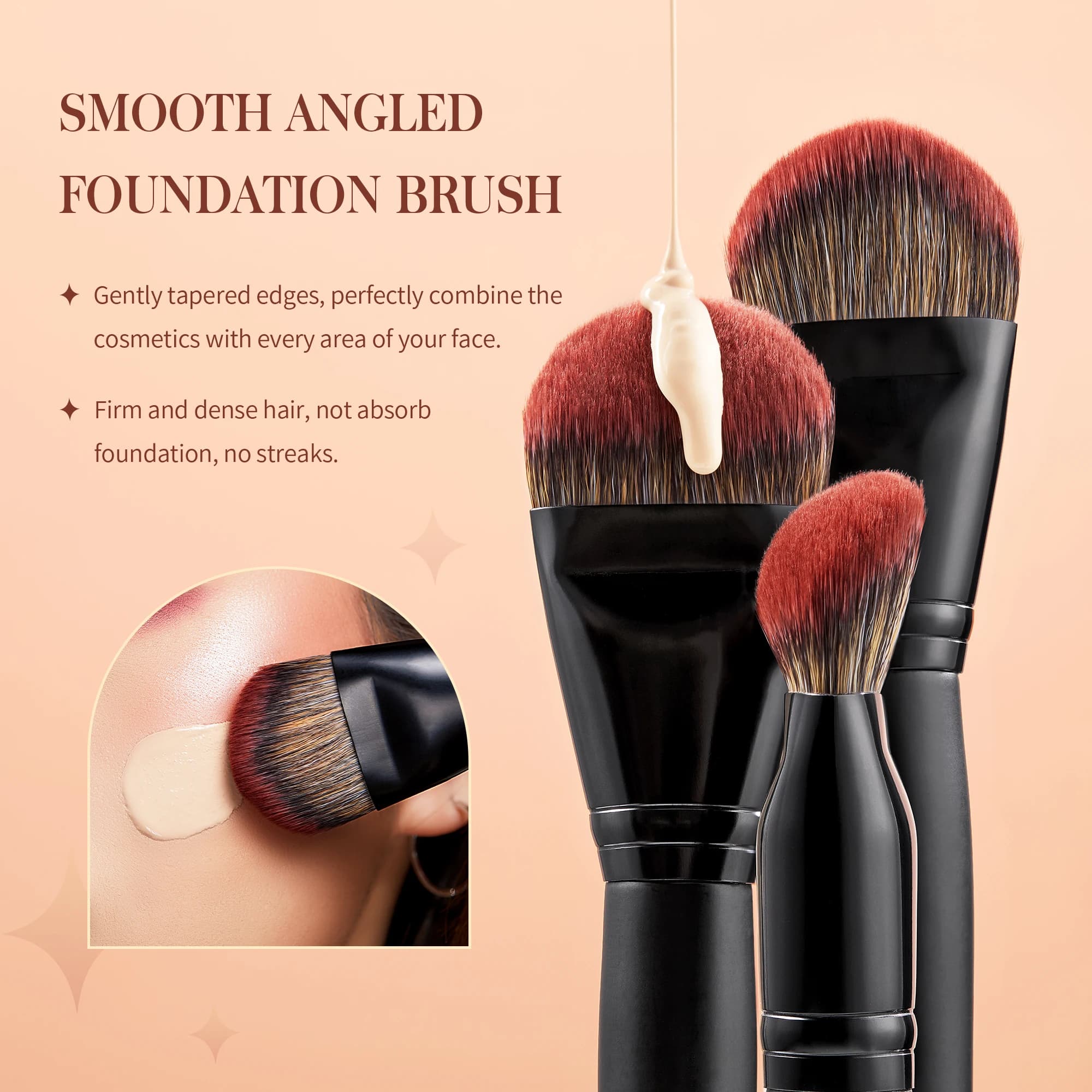 Jessup-Ensemble de pinceaux de maquillage synthétiques de qualité supérieure, brosse à poudre, fond 