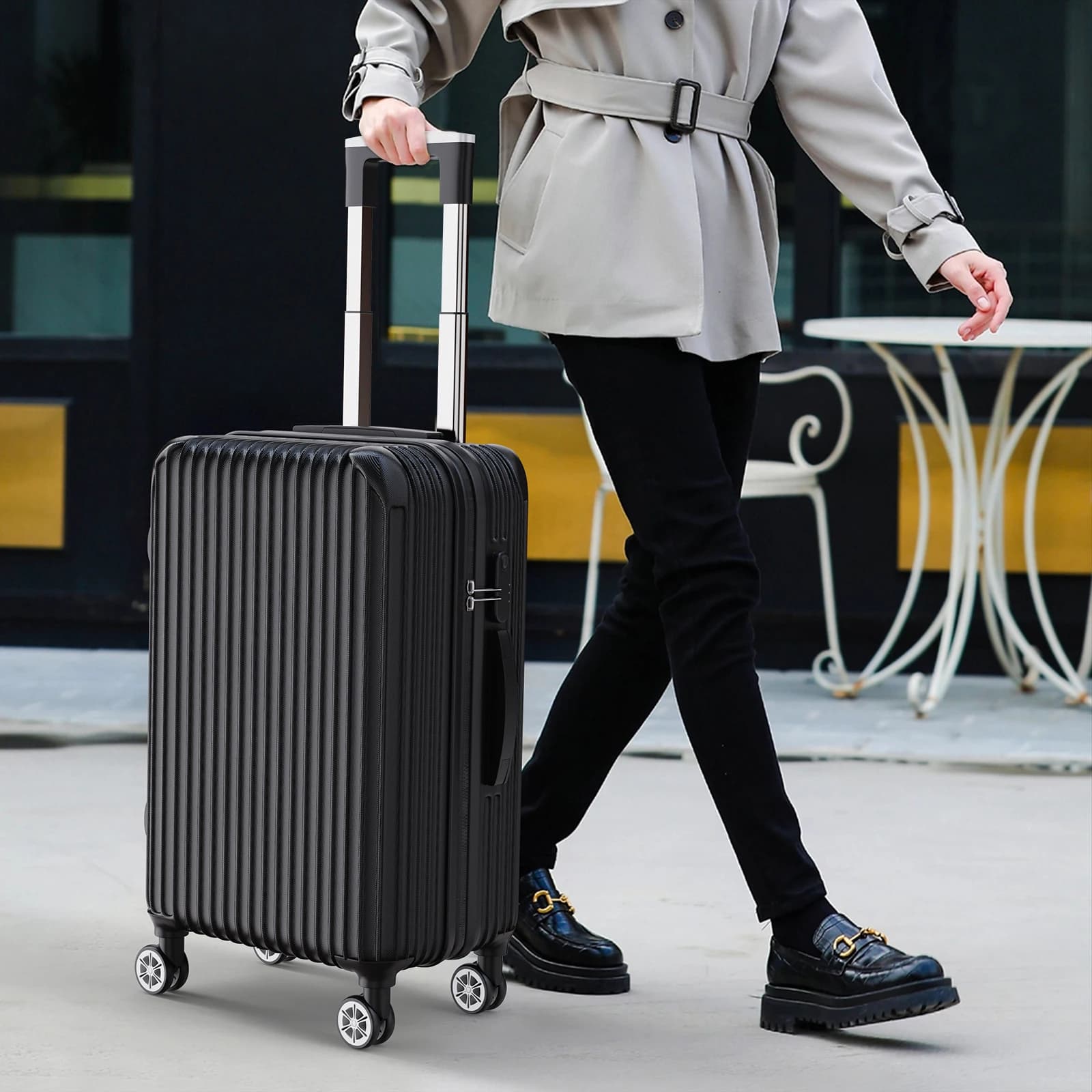 Set de 3 valises rigides ABS, bagage cabine, trolley voyage, 4 roues 360°, M 20'' L 24'' XL 28'', se