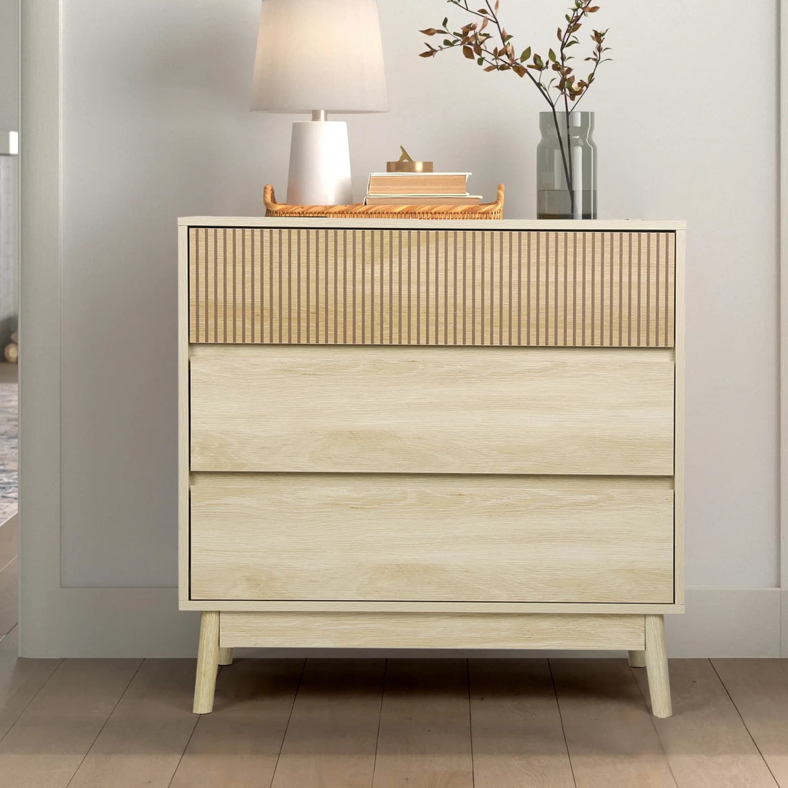 VOWNER 3-Commode de ferme, commode de rangement en bois, commodes de Cisco modernes à larges portes,