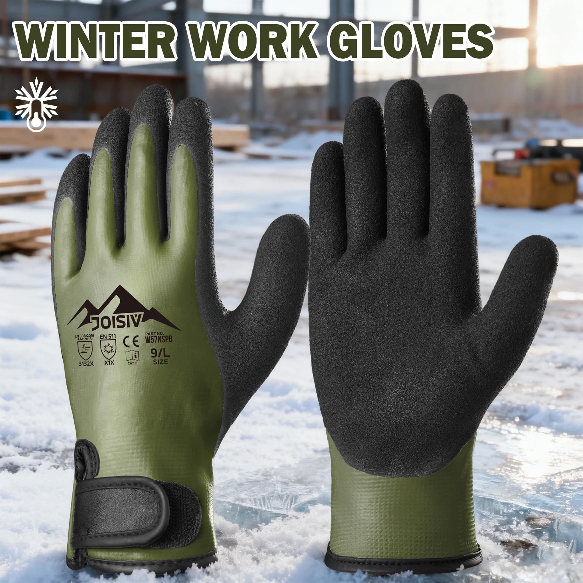 1 paire de gants de travail d'hiver avec revêtement thermique en Latex ou activités de plein air com