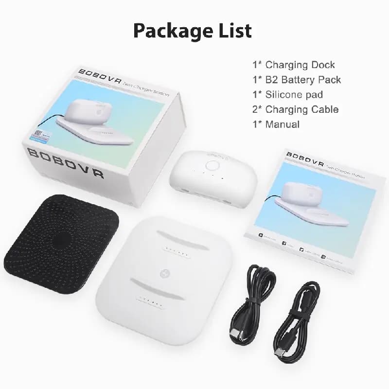 BOBOVR – Station de chargement double pour batterie B2, Ultra-mince pour sangle de tête M3 Pro, remp