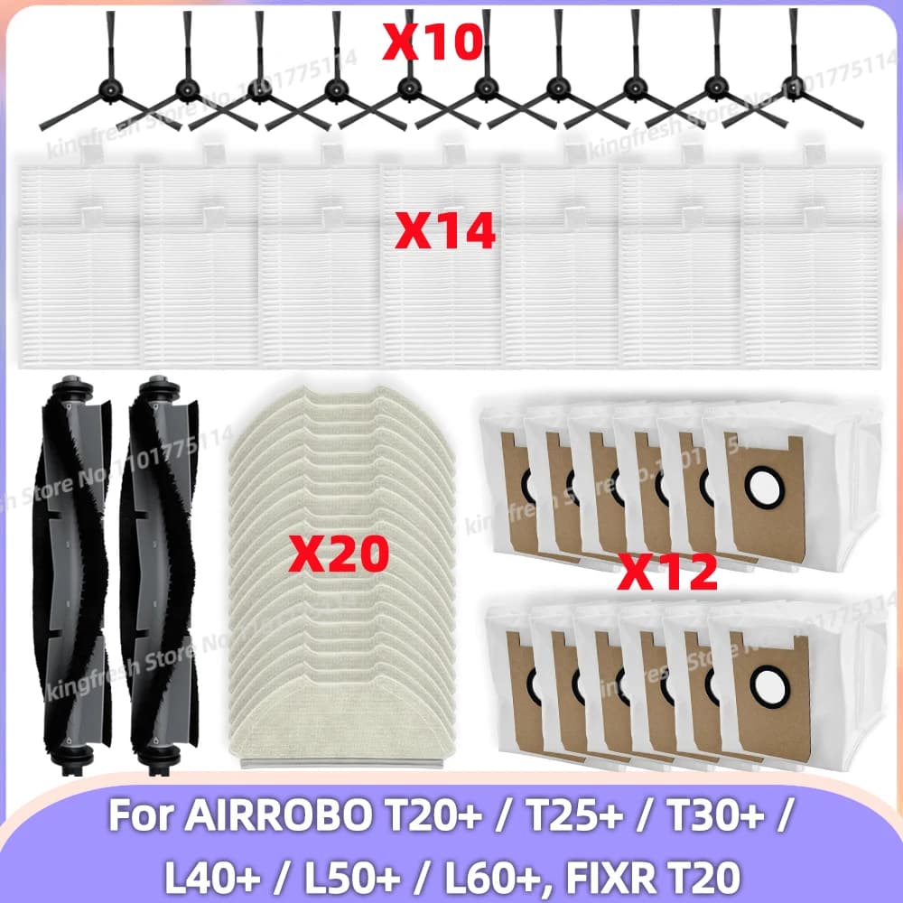 Compatible avec les Pièces de l’Aspirateur AIRROBO T20+ / T25+ / T30+ / L40+ / L50+ / L60+ / FIXR T2