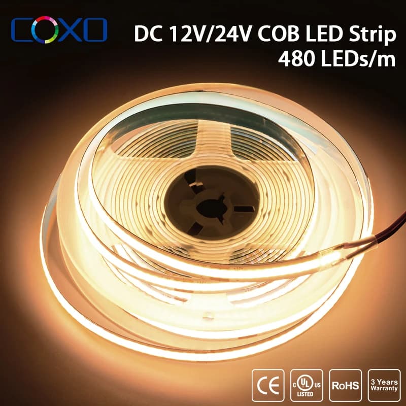 FCOB COB LED bande lumineuse 320 480 LED s/m 16,4 pieds UL répertorié ruban Flexible haute densité 3