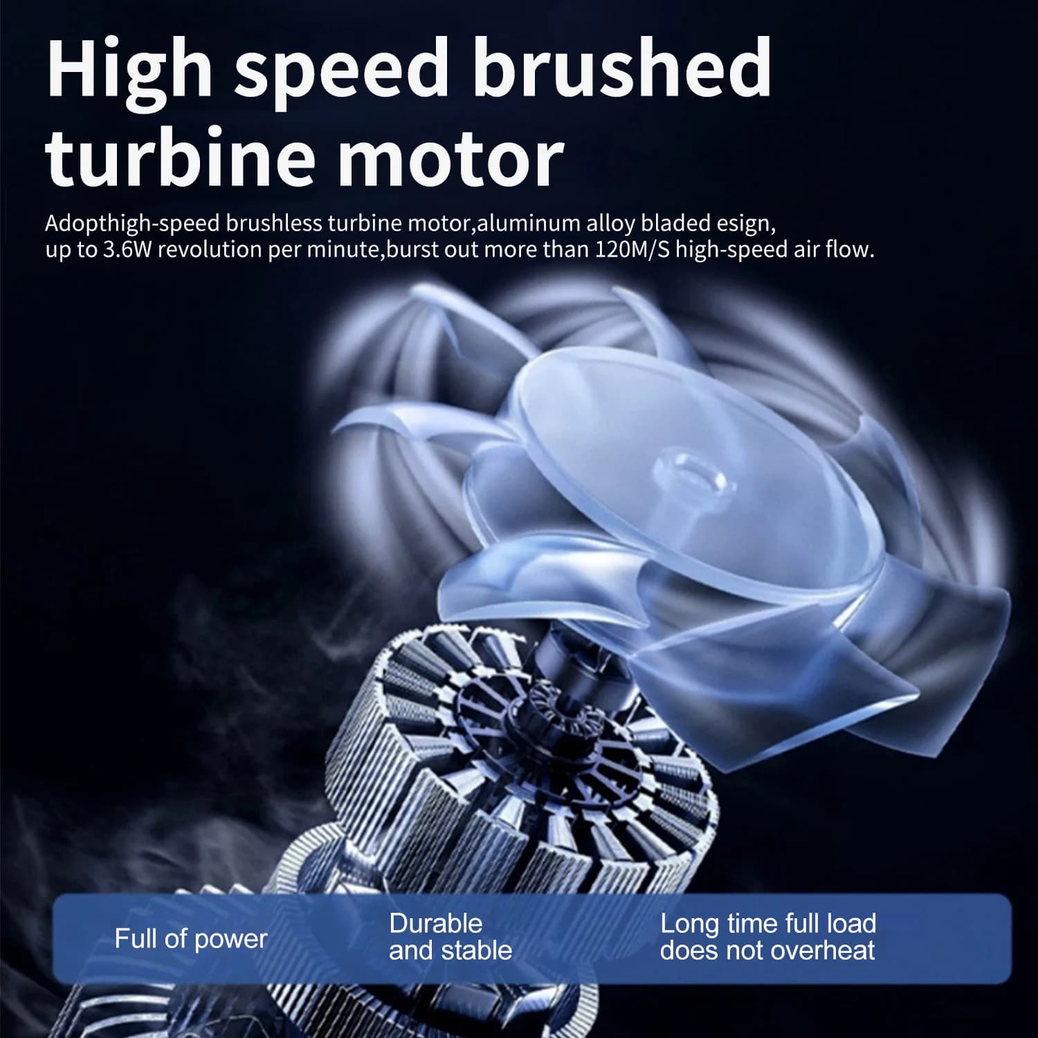 Ventilateur Turbo électrique, 120 km/h, 36000 tr/min, puissant, Jet sans fil, feuille de neige, pous