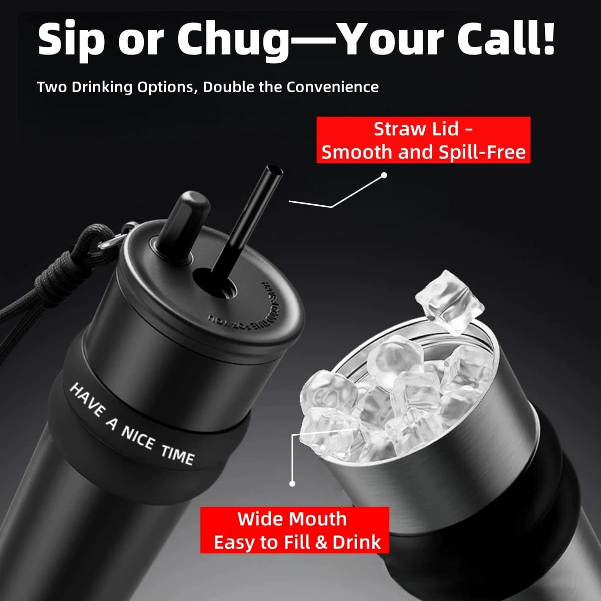 Bouteille isolée sous vide en acier inoxydable avec paille, Thermos anti-fuite pour chaud et froid, 