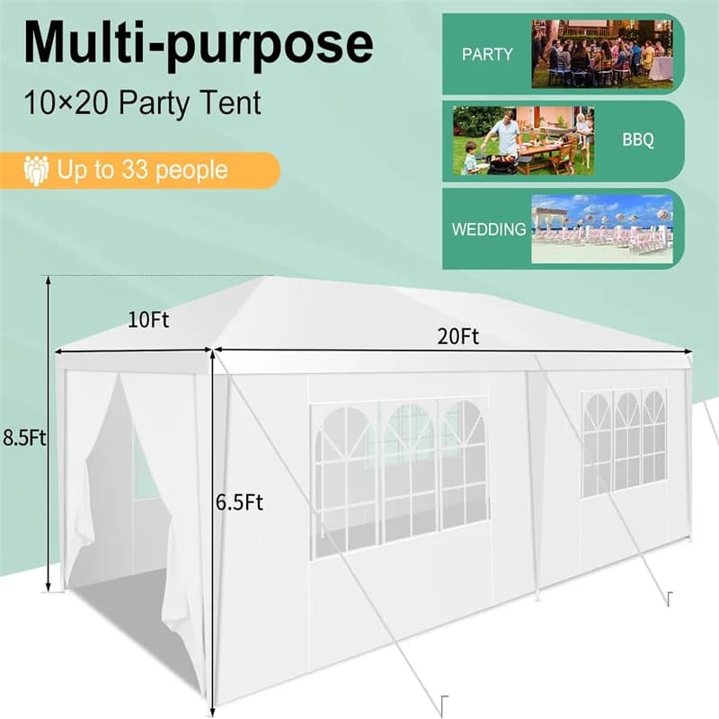Tente d'événement premium série 10/20/30 pieds avec parois modulaires, auvent extérieur de qualité p