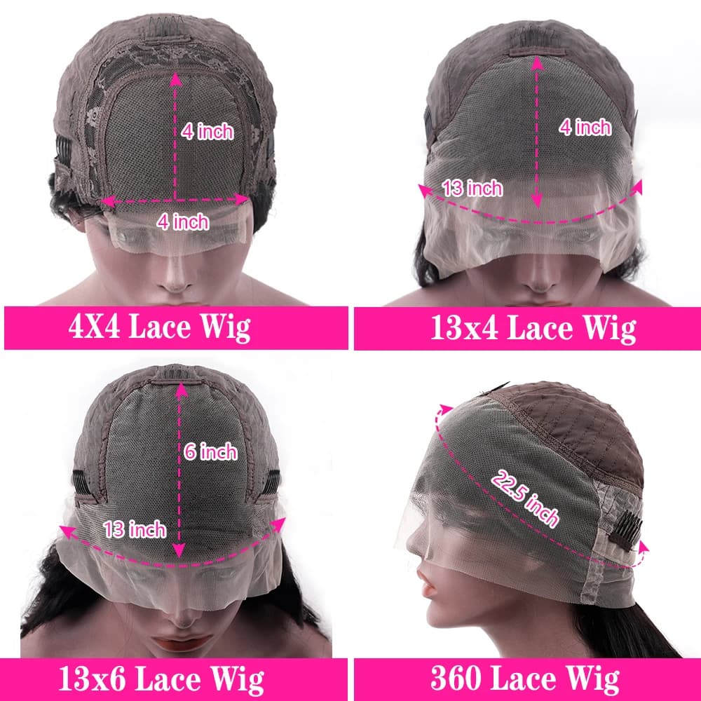 Perruque Lace Closure Wig Body Wave Naturelle Transparente, Cheveux Humains, 13x4, 13x6, 30, 32, 34,