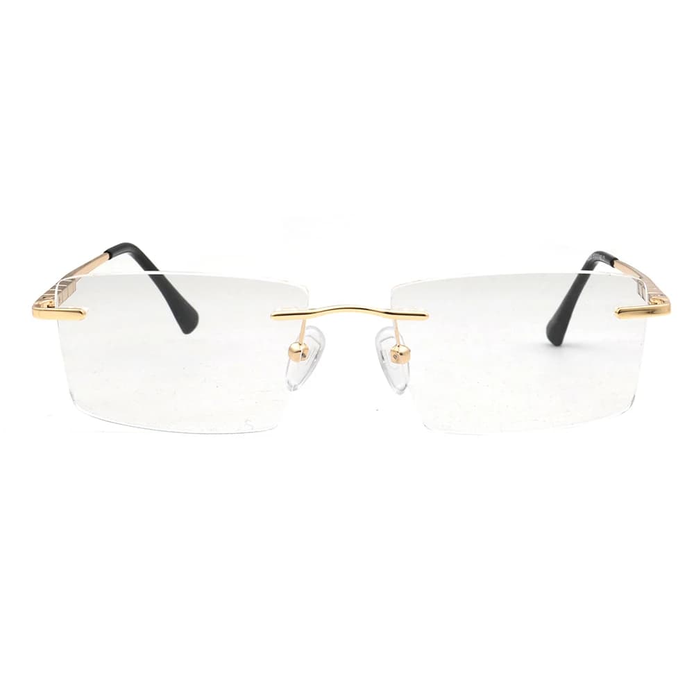 Montures de lunettes rectangulaires sans monture pour hommes, lunettes optiques carrées en métal d'a