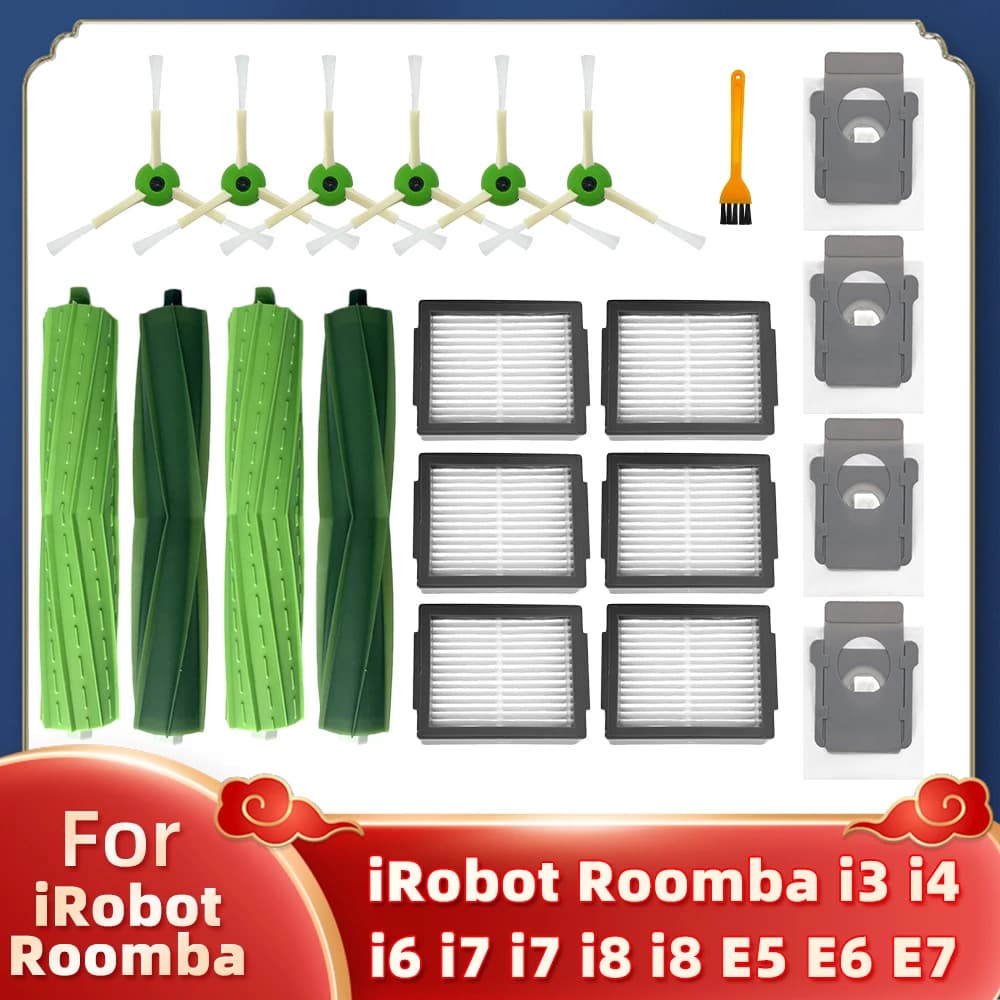 Adapté pour iRobot Roomba i3, i3+, i4, i6, i6+, i7, i7+, i8, i8+, E5, E6, E7, brosse latérale princi