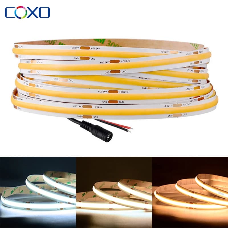 FCOB COB LED bande lumineuse 320 480 LED s/m 16,4 pieds UL répertorié ruban Flexible haute densité 3