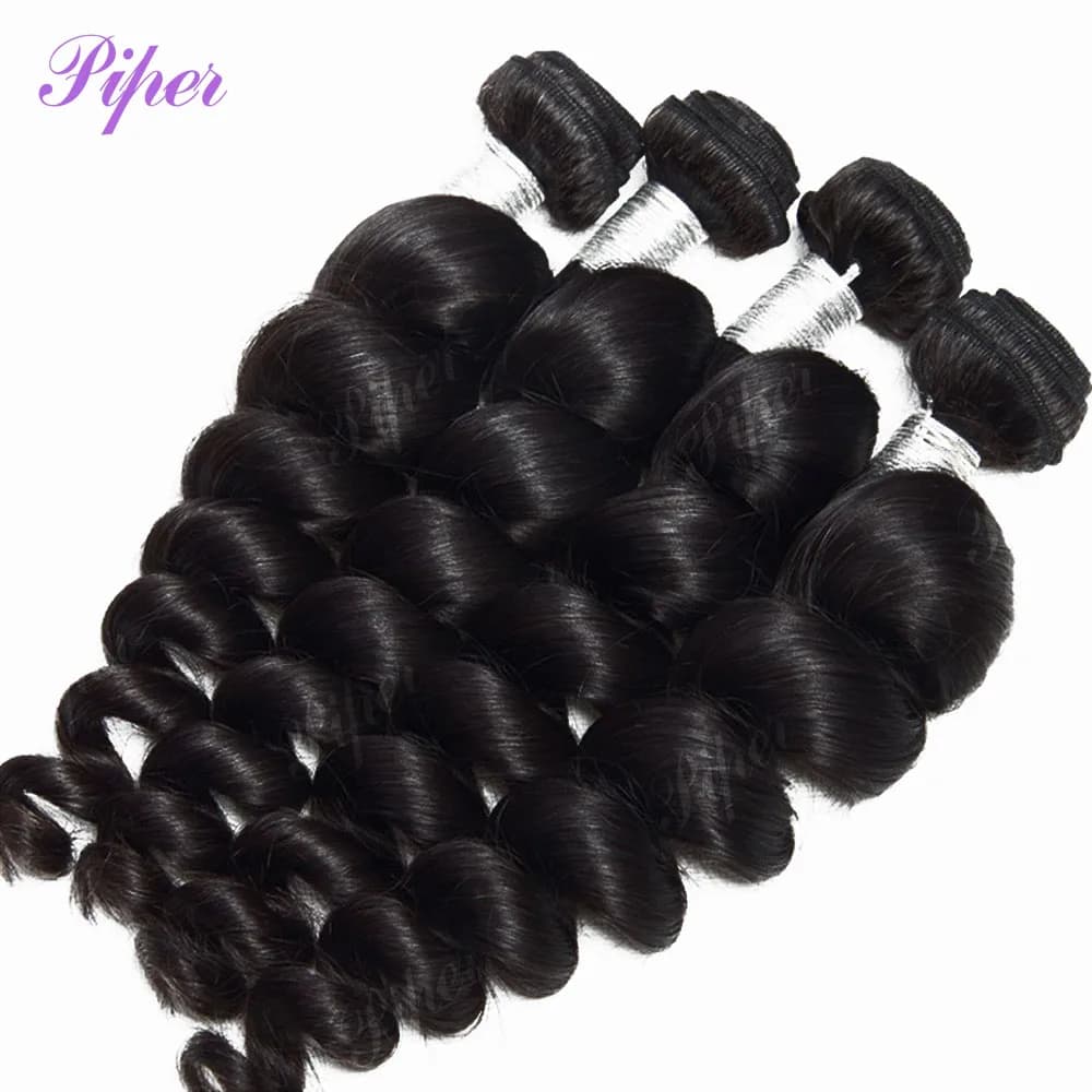 Extensions de cheveux humains brésiliens vierges non traités, ondulés lâches, 30, 32, 40 pouces, 1, 