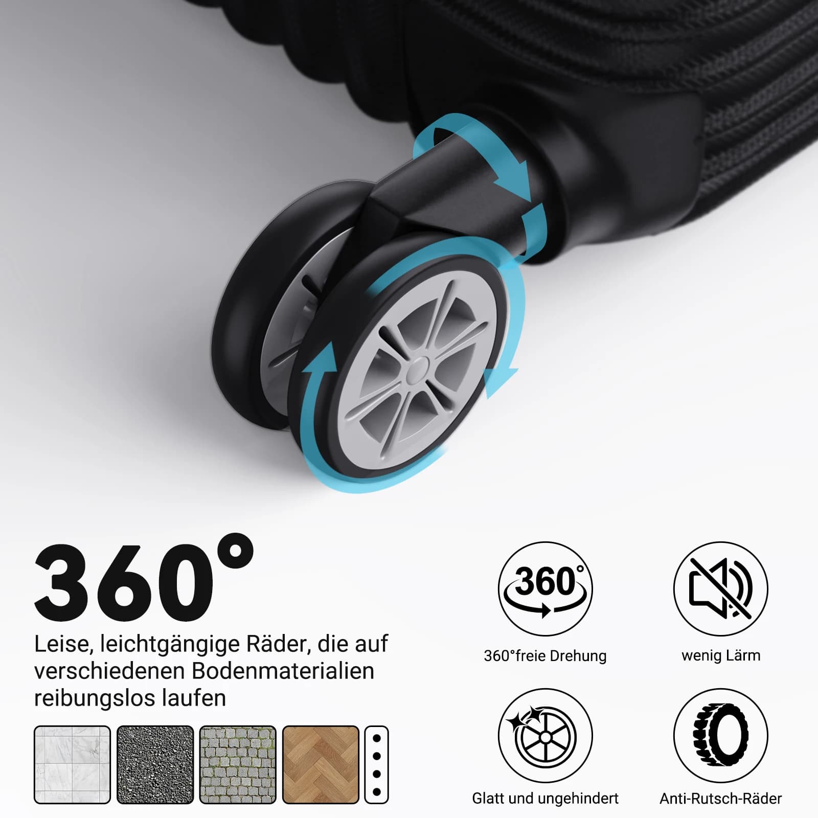 Set de 3 valises rigides ABS, bagage cabine, trolley voyage, 4 roues 360°, M 20'' L 24'' XL 28'', se
