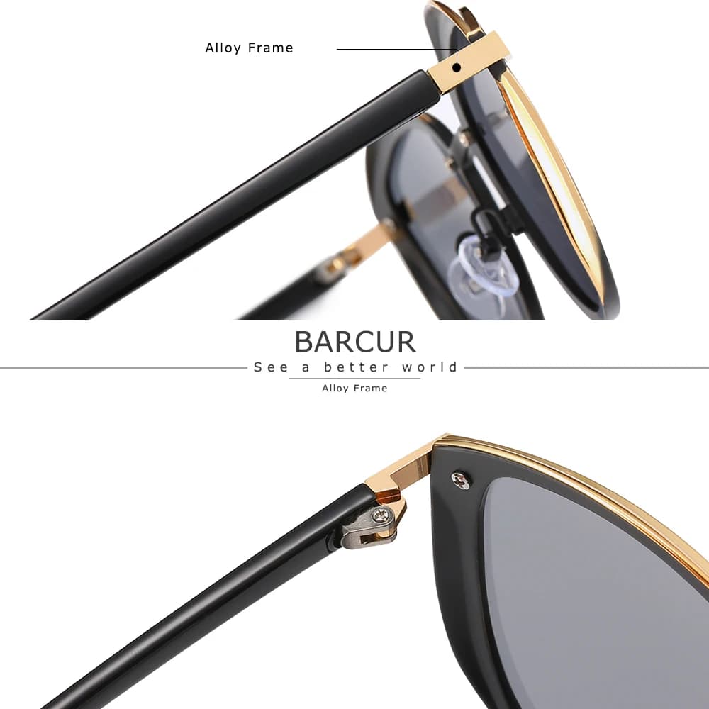 Lunettes de soleil polarisées de luxe BARCUR femmes lunettes de soleil rondes lunettes de soleil fem
