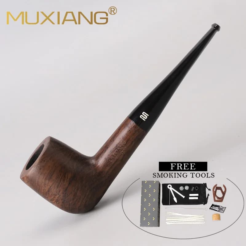 Pipe à fumer en bois d'ébène Muxiang avec filtre 9 mm, anneau doré, accessoire pour fumeurs, livrais