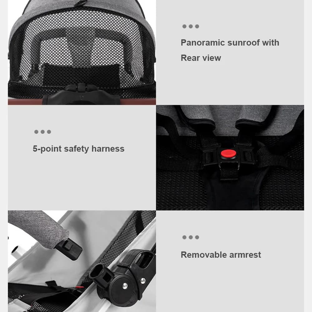 Poussette bébé pliable à une touche, 4 roues, légère, pour voyage, avec siège inclinable à plat, pli