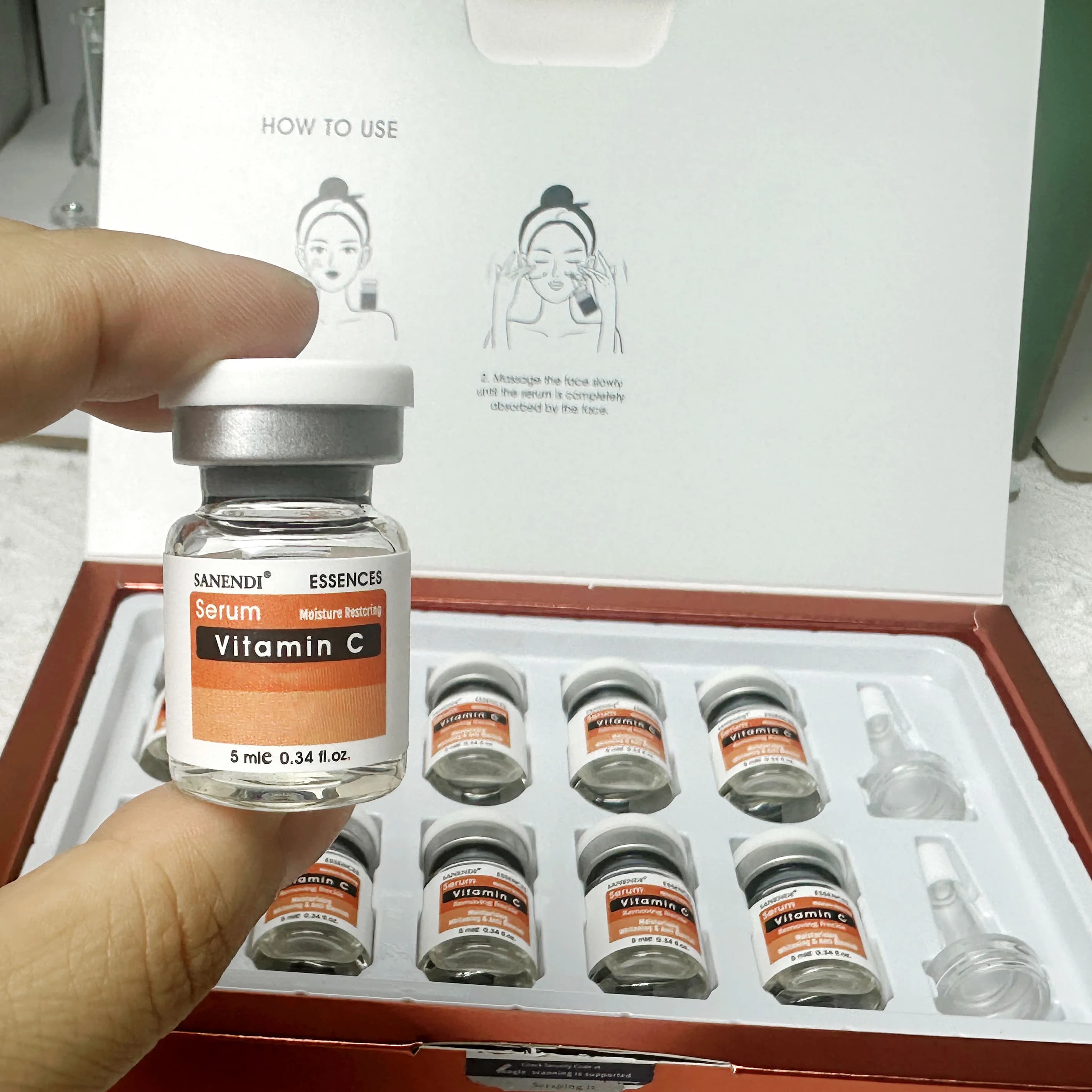 Sérum à l'acide hyaluronique SANENDI, six peptides, essence de vitamine C, solution liquide coréenne
