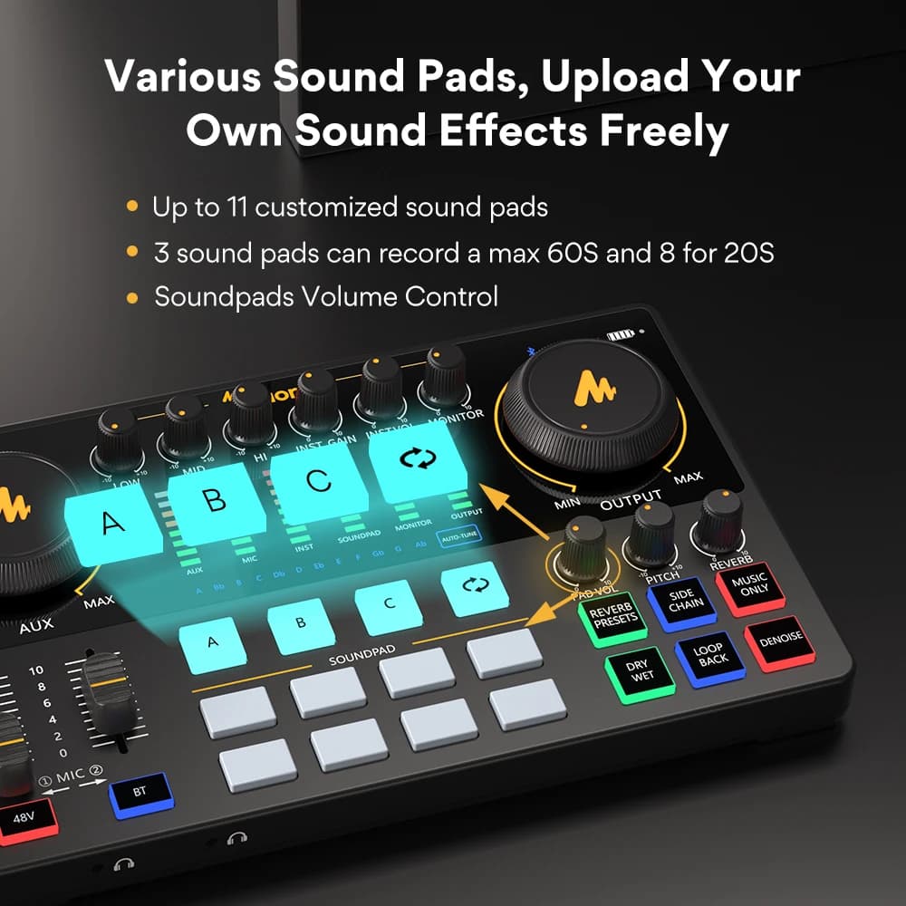 Carte son Maonocaster AME2, interface audio Maonocaster, équipement de podcast, mixeur tout-en-un po