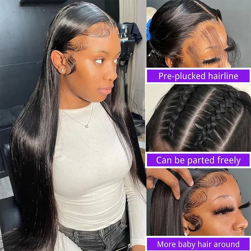 100% malaisie cheveux humains 13x6 os droit dentelle avant perruques de cheveux humains 30 pouces 13