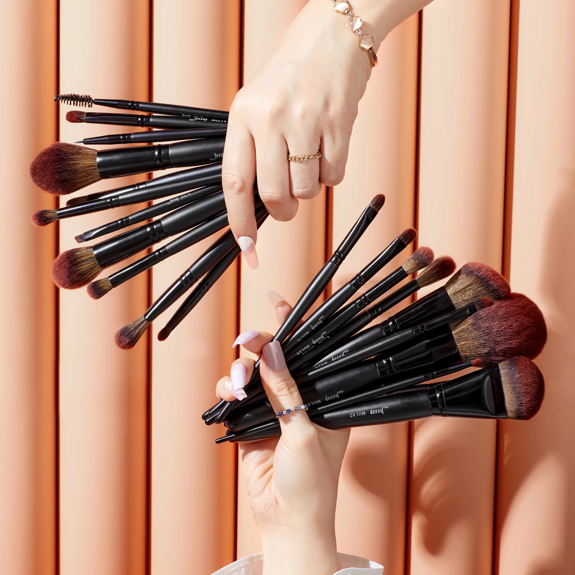 Jessup-Ensemble de pinceaux de maquillage synthétiques de qualité supérieure, brosse à poudre, fond 