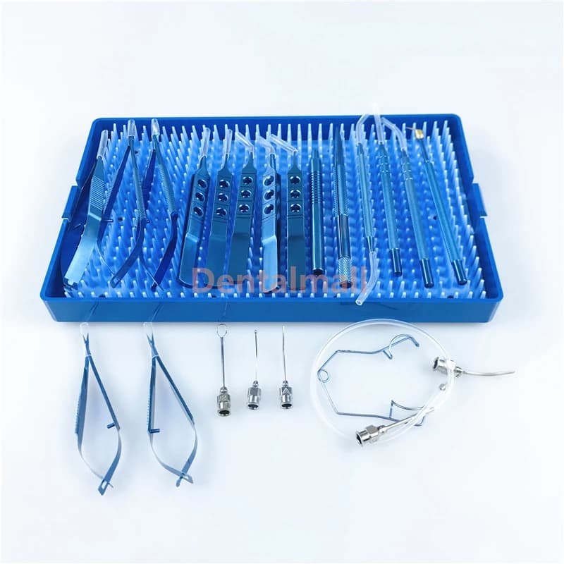 Instruments de micro danse avec boîte de plateau tertiaire, ensemble de cataracte oculaire, 21 pièce